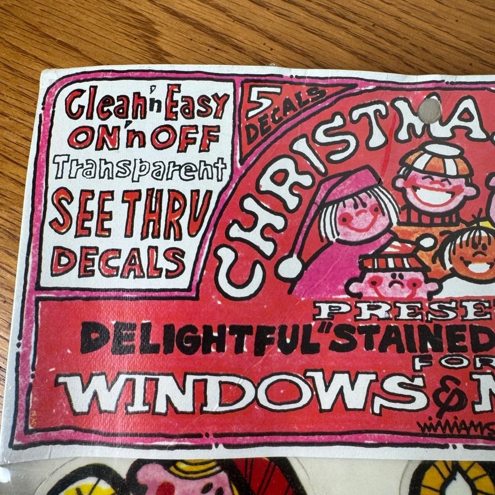 1978 Christmas Kids Window Mirror Decorations‎ Decals Cutouts Vintage
